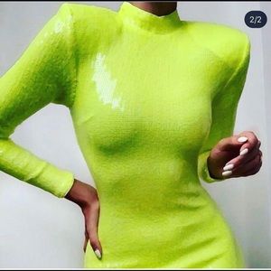 Lime green sequins dress